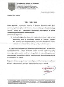 Referencje od Urzędu Miasta i Gminy Chmielnik (2023)
